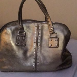 $300 auth michael kors tote bag purse gold sexy